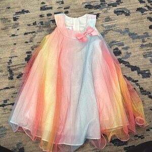 Jessica Ann Girls 4 Rainbow Flowy Dress